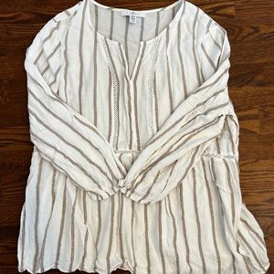 Fever Long Sleeve Striped Blouse